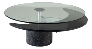Oval Glass and Marble Coffee Table by Mario Mazzer for Zanette, 1990s