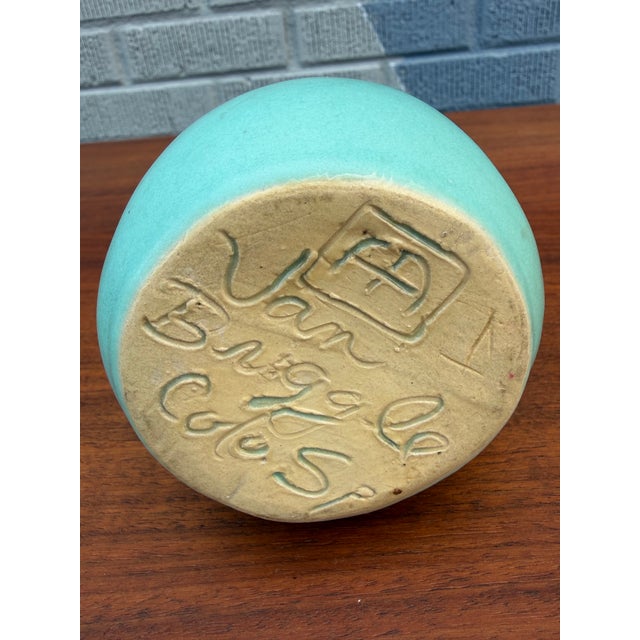 Ceramic Van Briggle Pottery Matte Turquoise Ewer Pitcher, Colorado Springs For Sale - Image 7 of 9