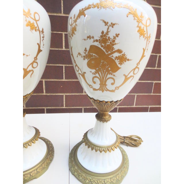Early 20th Century Sevres Porcelain and Gilt Bronze Mounted Louis XV Lamps- A Pair of 2 For Sale - Image 10 of 13