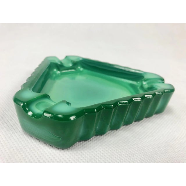 Forest Green Bohemian Malachite Ashtray from Jablonec Glassworks, 1960s For Sale - Image 8 of 11