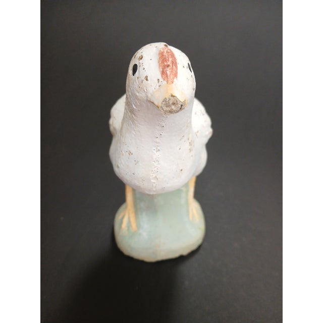 Farmhouse 1950s Chicken Yard Art Garden Door Stop Concrete Cottage Farmhouse Flaw Broken Beak For Sale - Image 3 of 9