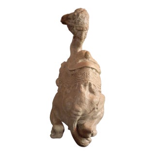 1980s Textured Stoneware Sitting Camel Figurine For Sale