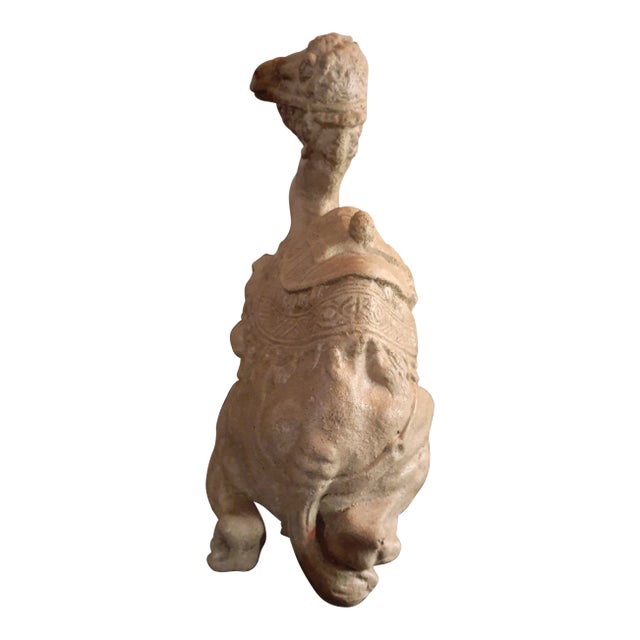 1980s Textured Stoneware Sitting Camel Figurine For Sale
