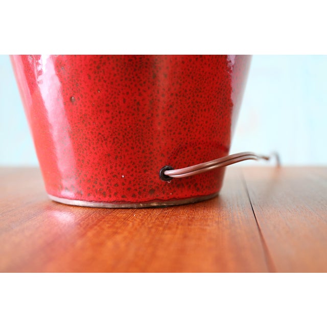 1960s Monumental Vintage Designer Italian Style Red Ceramic Table Lamps - A Pair For Sale - Image 10 of 12