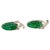 22 Ct Carved Emerald & 2 Ct Diamond Earrings Emerald Diamond Post Earrings 18 Karat White Gold Two fine carved leaf...
