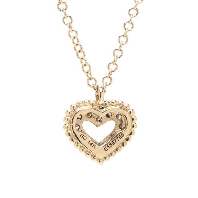 Modern Gabriel & Co Tiny Diamond Heart Pendant Necklace, 14k Yellow Gold, Length 17 In For Sale - Image 3 of 6
