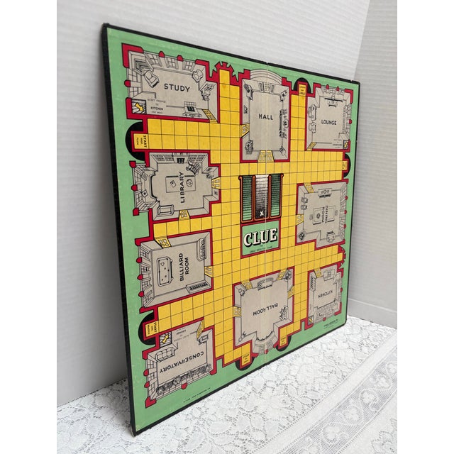 Printmaking Materials Vintage Midcentury Original Clue Game Board and Accessory Pieces For Sale - Image 7 of 12
