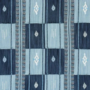 Schumacher Aravali Patchwork Fabric in Denim & Indigo