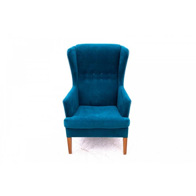 Set of 20th Century Wingback Armchair with Ottoman, Denmark, 1950s For Sale - Image 4 of 16