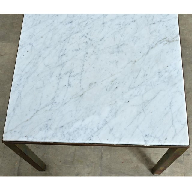 Modern French Early 20th Century White Marble & Brass Coffee Table For Sale - Image 3 of 12