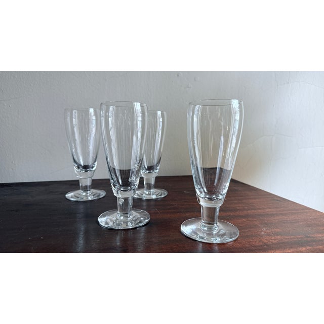Glass Vintage, Mid-Century Modern, Mikasa Brewmaster Clear Glass Pilsner Glasses, Set of 4, 1970s For Sale - Image 7 of 11