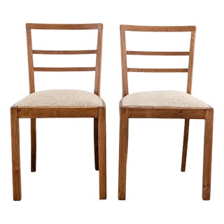 Vintage Art Deco Chairs in Oak, Set of 2 For Sale