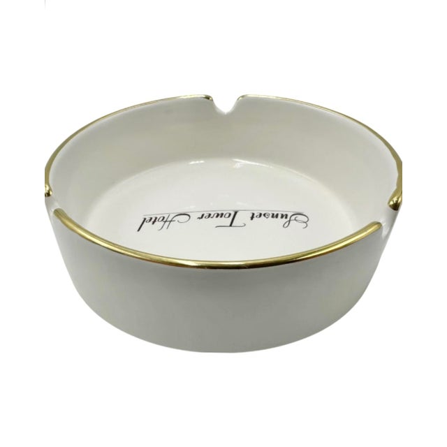 Late 20th Century Sunset Tower Hotel Hollywood, Ca White Porcelain Ashtray For Sale - Image 9 of 11