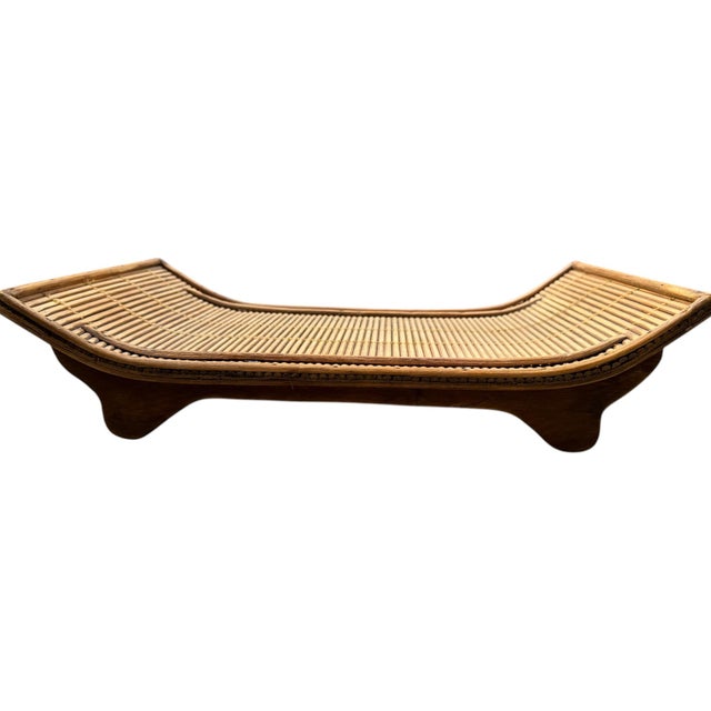Chinese Vintage Chinese Bamboo & Split Reed Serving Tray | Asian Decorative Tray, 15" For Sale - Image 3 of 6