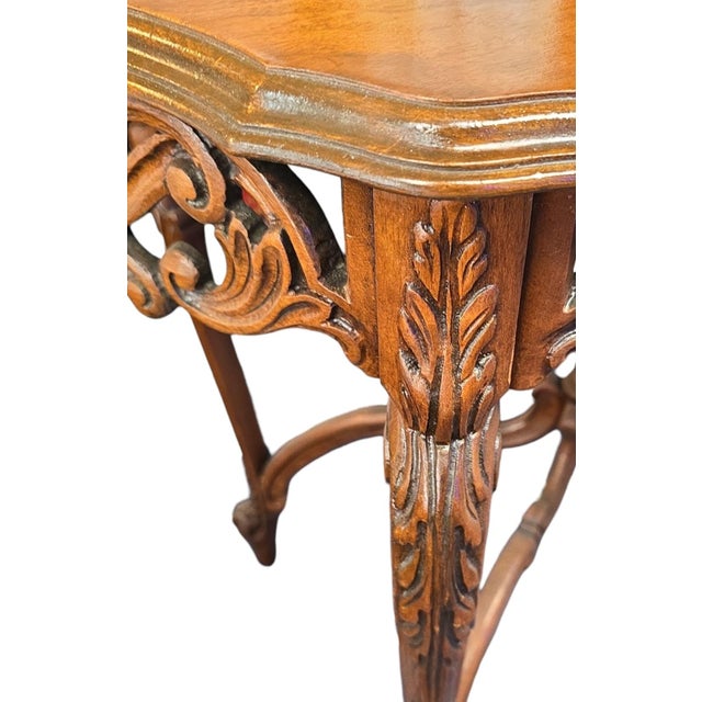 Antique Louis XV Provincial Style Carved Walnut Gueridon Table - Restored For Sale In Boston - Image 6 of 9