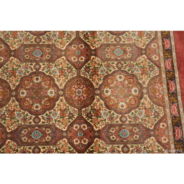 Persian Nazmiyal Collection Intricate Floral Vintage Persian Silk Qum Runner Rug For Sale - Image 3 of 7