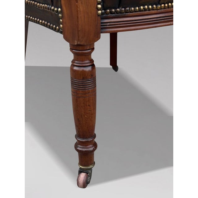 Brown Leather and Mahogany Captain's Desk Armchair, 1860 For Sale - Image 6 of 11