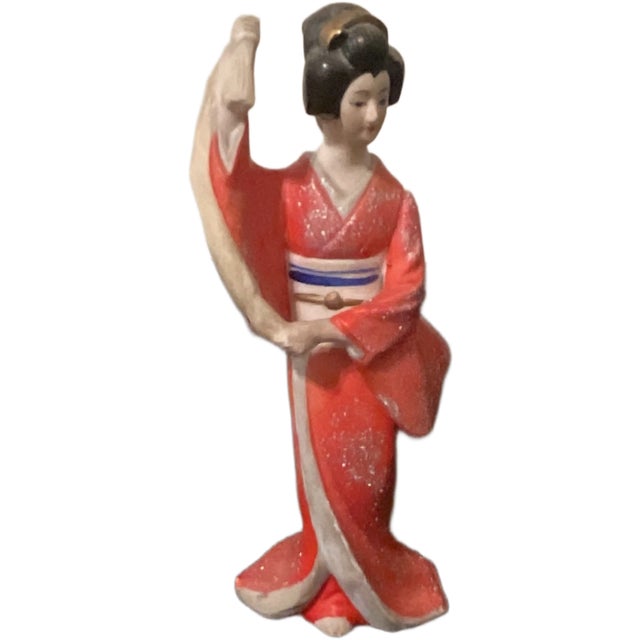 Vintage Hand Painted Porcelain Geisha Figurine, 1920s-1940s For Sale - Image 6 of 6
