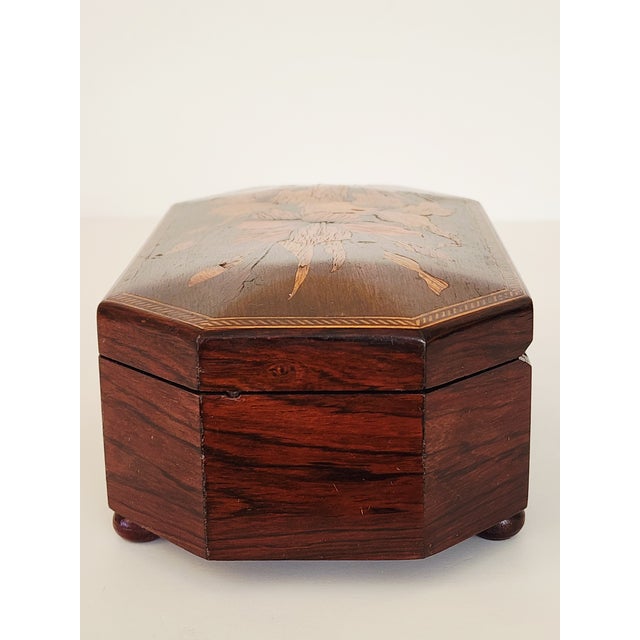 Antique Victorian Rosewood Inlay Jewelery Box For Sale - Image 4 of 12