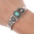 Mid-Century Modern 6 1/8" 30's-40's Navajo Hand Stamped Silver Thunderbird Cuff Bracelet Turquoise For Sale - Image 3 of 10