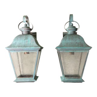 Pair of Vintage Solid Brass Lanterns - Timeless Elegance for Your Home For Sale