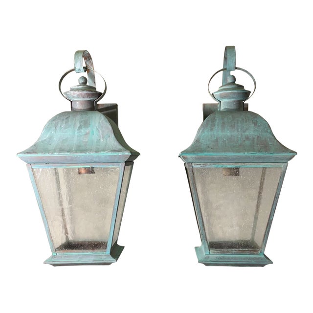 Pair of Vintage Solid Brass Lanterns - Timeless Elegance for Your Home For Sale