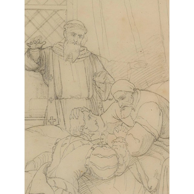 T. Oer, Charles V on His Deathbed, 19th-Century, Pencil For Sale - Image 3 of 5