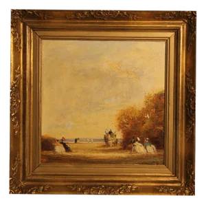 Fritz Möritz, Impressionist Beach Scene, 20th Century, Oil on Canvas, Framed