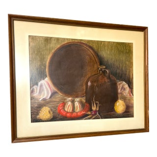 Mid 20th Century Pastel or Chalk Drawing on Paper Framed For Sale