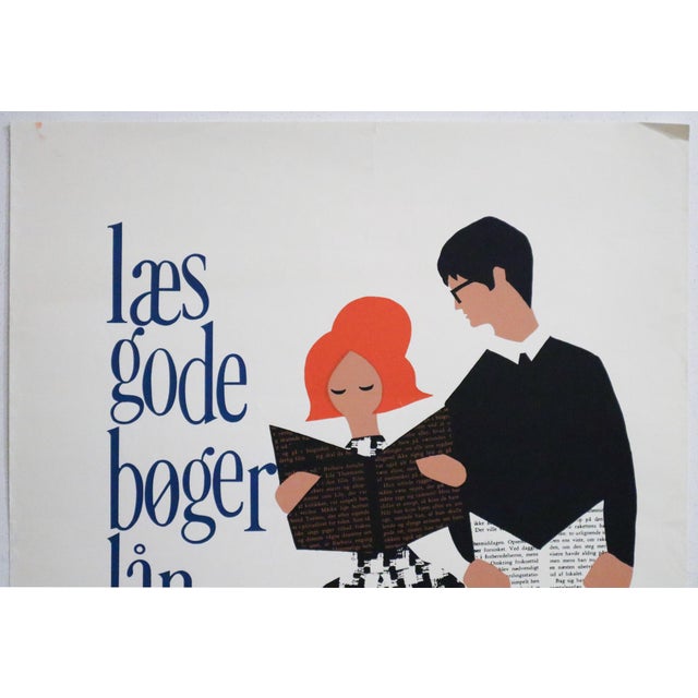 1960s Danish Library Poster - "Læs Gode Bøger Lån På Biblioteket" (Read Good Books, Borrow From the Library) For Sale - Image 4 of 6
