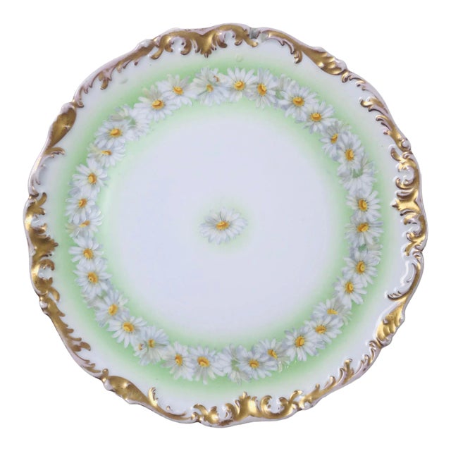 Limoges France Gilded Green Daisy Chain Serving Platter For Sale