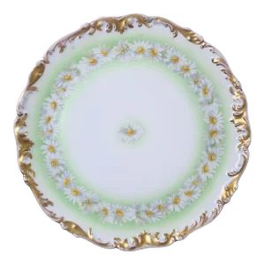 Limoges France Gilded Green Daisy Chain Serving Platter