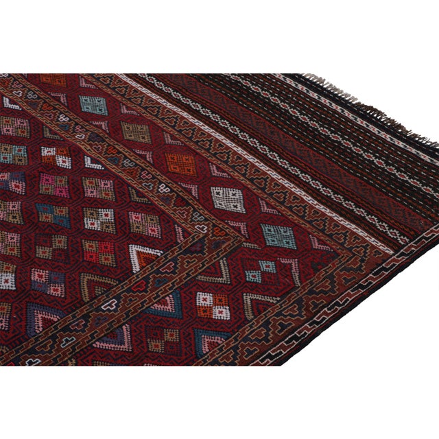 1950s 1950s Vintage Baluch Tribal Kilim in Red With Geometric Patterns, From Rug & Kilim For Sale - Image 5 of 7