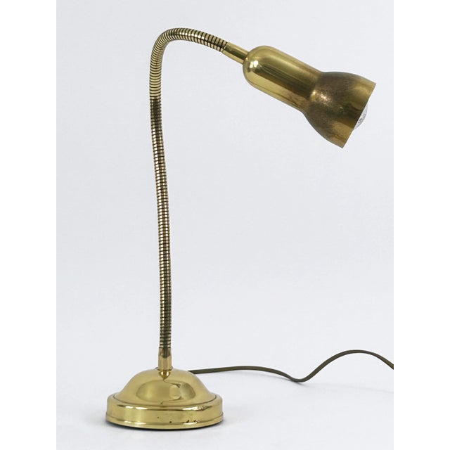 Mid-Century Modern Gooseneck Brass Table Lamp, Germany, 1970s For Sale - Image 4 of 18
