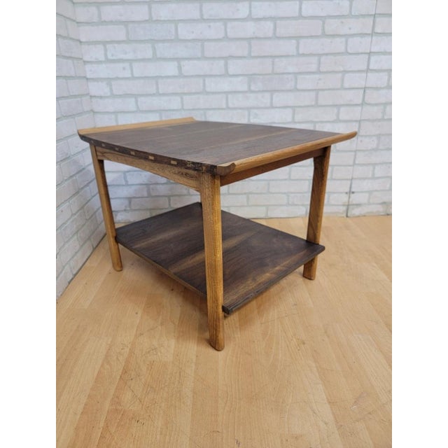 Mid Century Modern Lane Furniture Walnut Flared Edge TwoTier Side