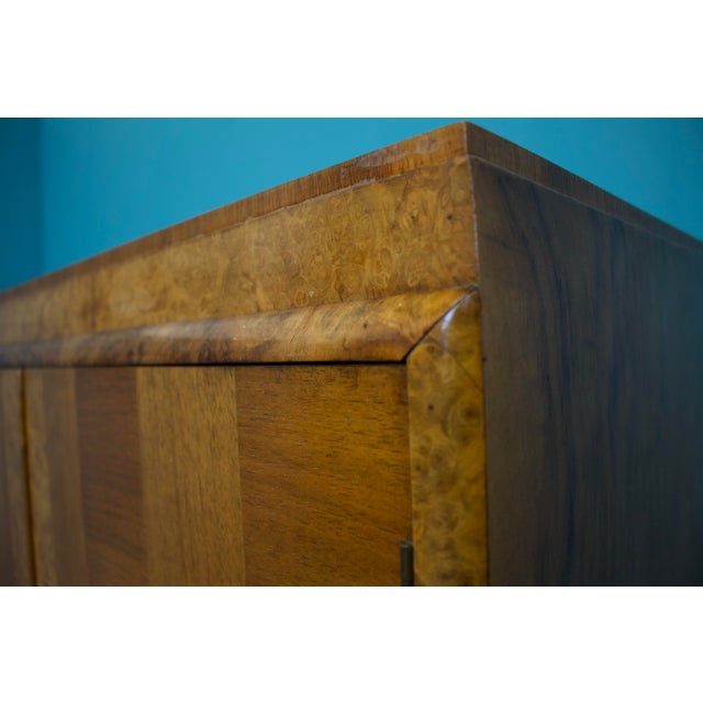 Wood Art Deco British Burr Walnut Cabinet, 1930s For Sale - Image 7 of 8