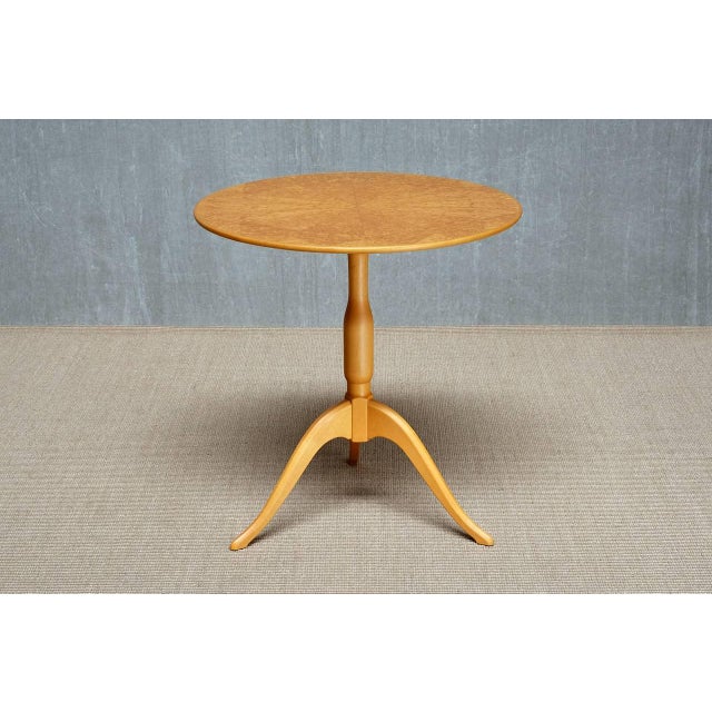 3-Legged Side Table in Masur Birch by Carl Malmsten, Sweden, 1950s For Sale - Image 11 of 13