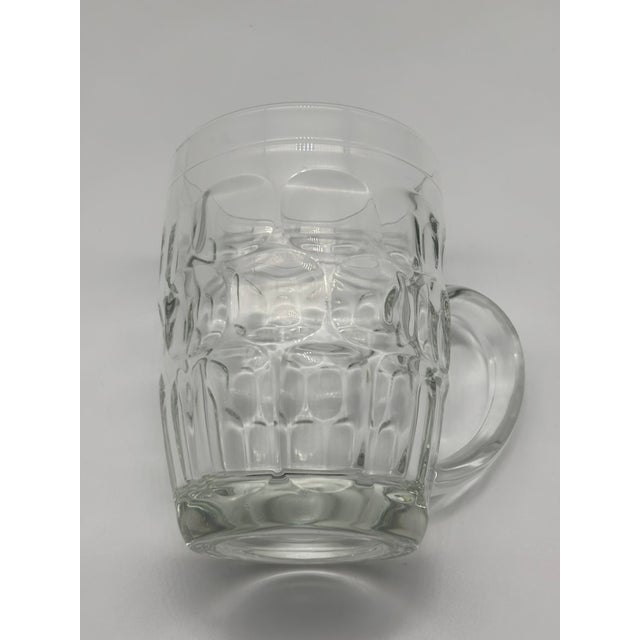 Transparent Vintage Arcoroc Clear Glass 16 Ounce Beverage Mugs, Thumbprint Pattern, Set of 2 Mugs For Sale - Image 8 of 11