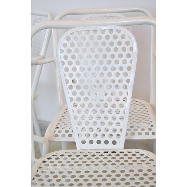 Set of Four René Malaval Garden Chairs, White Lacquered Metal, France, 1950s–60s For Sale - Image 6 of 10