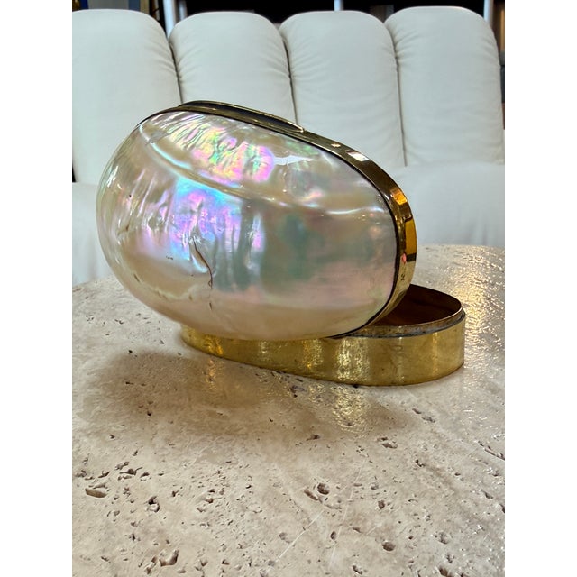 Large Decorative Mother-of-Pearl and Brass Lidded Box, 1970s For Sale - Image 9 of 11
