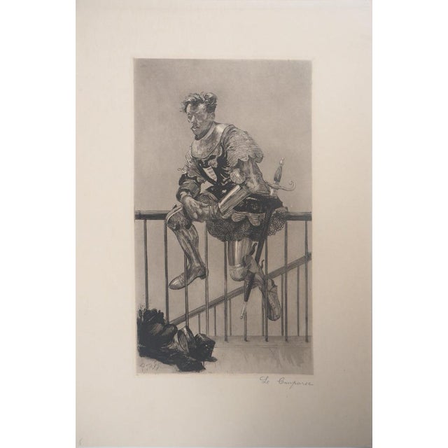 Paul Renouard, Knight at Rest, 1893, Original Etching For Sale - Image 6 of 6