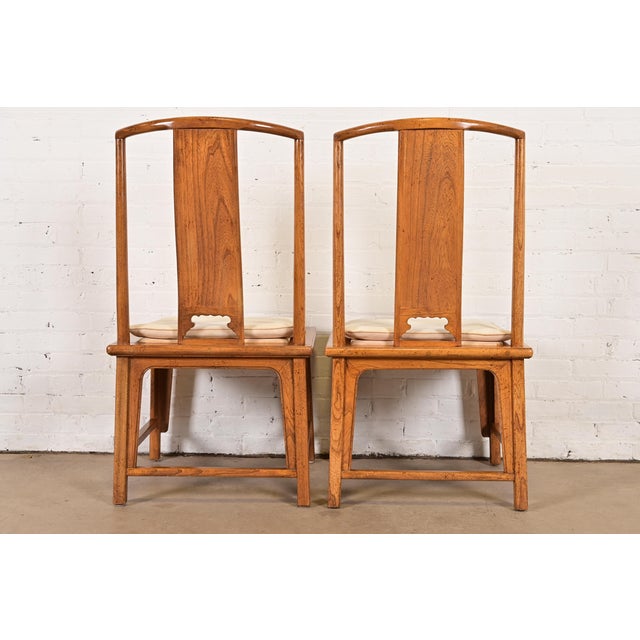 Michael Taylor for Baker Furniture Far East Collection Carved Walnut Dining Chairs, Set of Four For Sale - Image 10 of 12