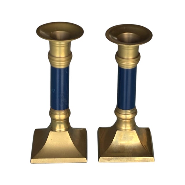 Vintage Candlesticks in Brass, 1950, Set of 2 For Sale - Image 4 of 6