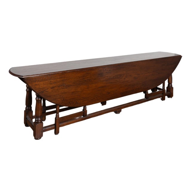20th Century Large Gateleg English Wake Dining Table For Sale