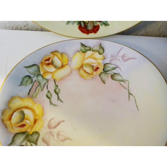 Vintage Hand-Painted Floral Porcelain Plates, Set of 8 For Sale - Image 4 of 7