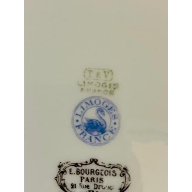 Blue Early 20th Century Classic French Limoges Porcelain Dinner & Salad Plates- 8 Pieces For Sale - Image 8 of 12