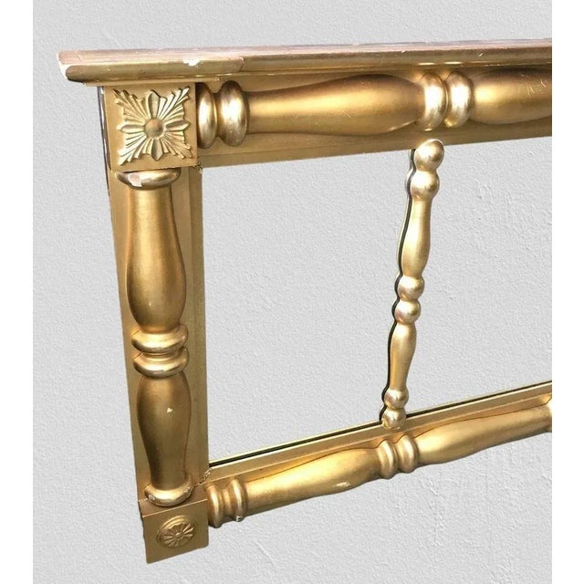Antique Federal Style Gilt Three Part Over Mantel Mirror For Sale - Image 9 of 11