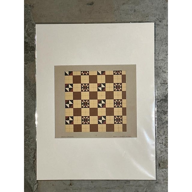 Mid 20th Century Vintage Geometric Tile Pattern Serigraph For Sale - Image 5 of 12