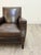 Beautiful pair of dark brown leather club chairs manufactured by Restoration Hardware in good condition