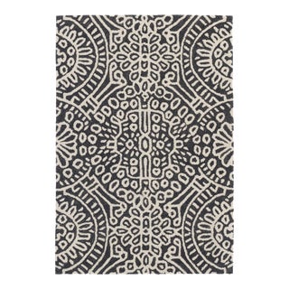 Dash & Albert by Annie Selke Temple Charcoal Micro Hooked Wool Rug, 3' x 5' For Sale